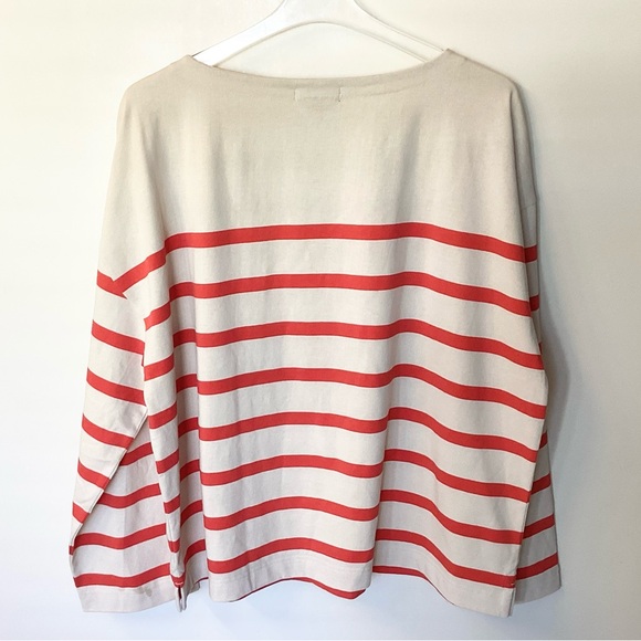NWT J.Crew Mariner Jersey Relaxed Boatneck T-Shirt in Stripe - Natural/Red - XL - Picture 4 of 7